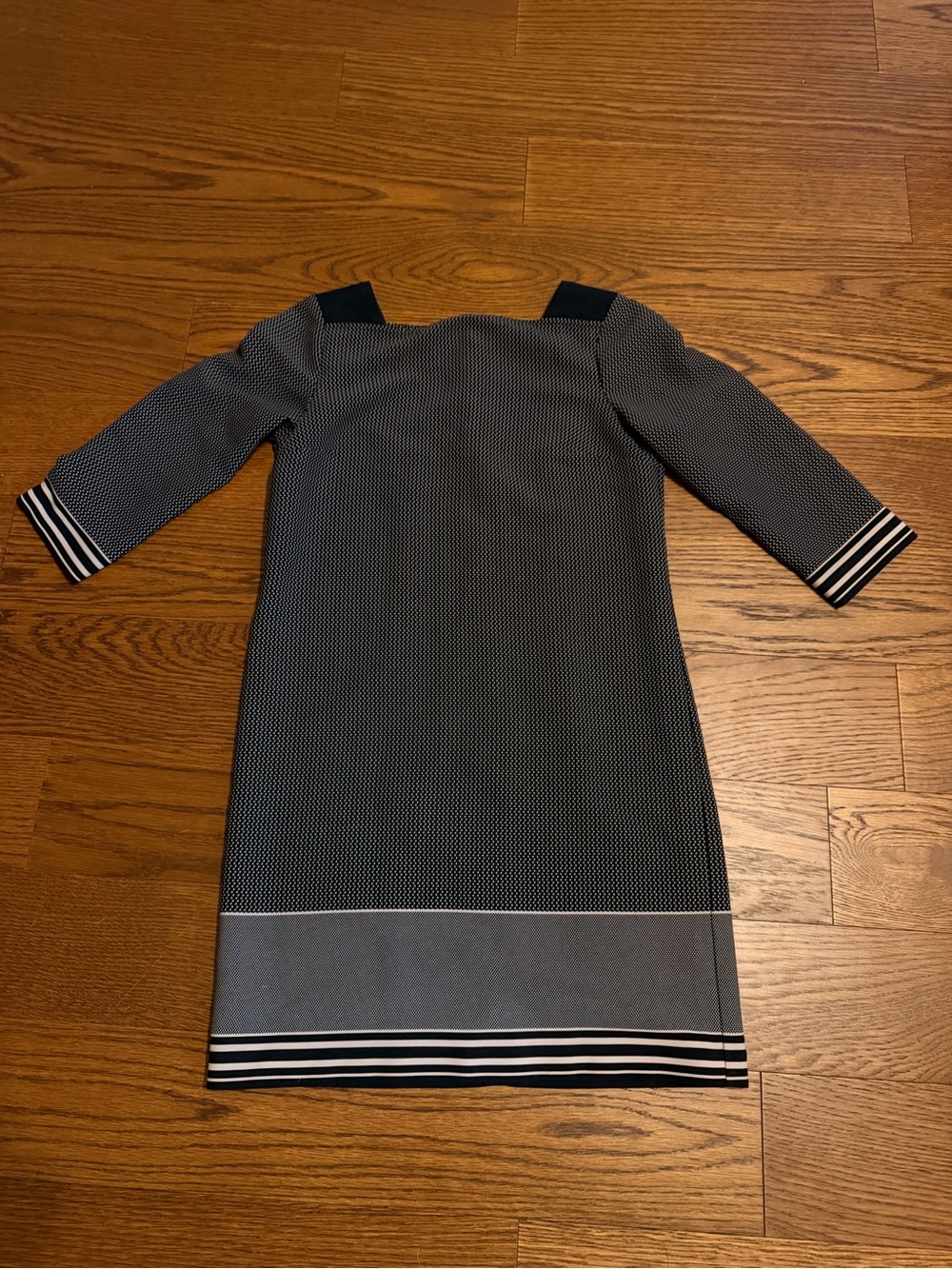 Ann Taylor Black and White Patterned Midi Sheath Dress